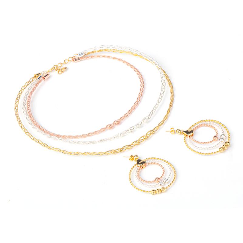 

Earrings & Necklace Fashion Women Jewelry Gold Beads Pendant Choker Sets Luxury Romantic Wedding Engagement Chain Findings, Silver