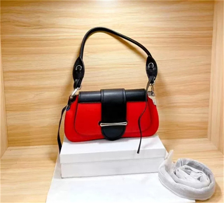 

Fashion designer bags ladies retro stitching handbags Saddle bag One-shoulder messenger handbag Soft texture Calf leather A variety of color, Red