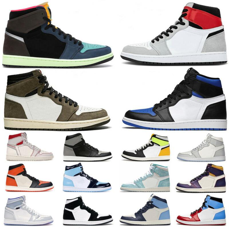 

Jumpman Travis Scotts OG 1s Basketball Shoes Obsidian UNC Mid Royal Gold Pine Green Fearless Twist Men Women Size 36-46 Without Half, Additional payment for doubble box