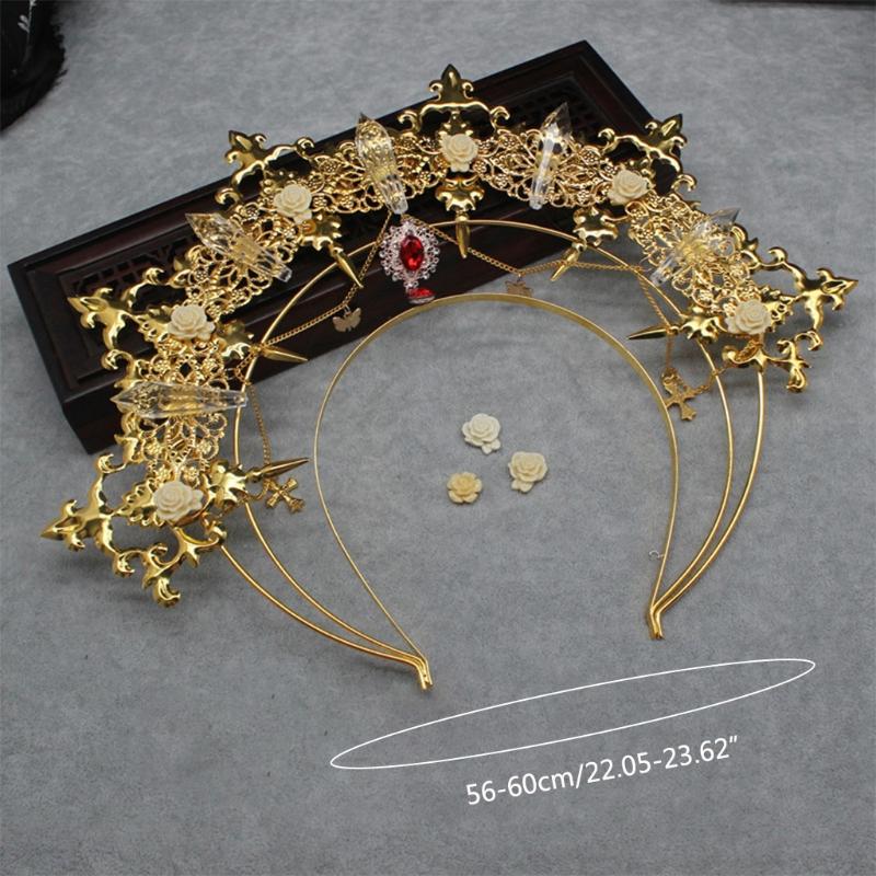 

Hair Accessories X7AF Gothic Lolita Tiara Crown Headband DIY Material Package Halloween Vintage Sun Goddess Baroque Halo Wedding Headpiece P