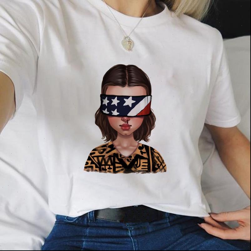 

women stranger things t shirt eleven casual tee shirts female femme clothing harajuku funny, White