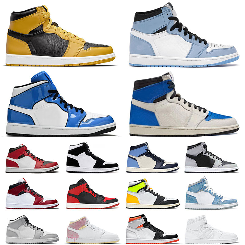 

2021 Arrival Basketball Shoes Jumpman 1 1s For Mens Sports Sneakers Bred Patent High University Blue Mid Banned Grey Obsidian Twist UNC Men Women Trainers, A33 shadow 36-46
