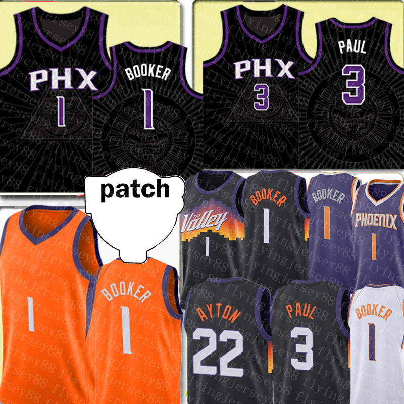 

2021 Black Devin 1 Booker Jersey Chris 3 Paul DeAndre 22 Ayton Jerseys Steve 13 Nash Retro Mesh Barkley Basketball S-XXL Purple White new