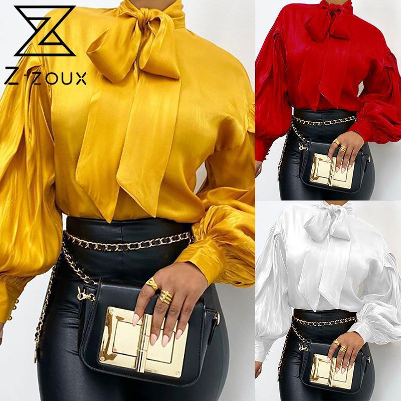 

Women Blouse Retro Shirts Fashion Ladies Tops Lantern Sleeve Bow Vintage White Red Woman Autumn 210524
