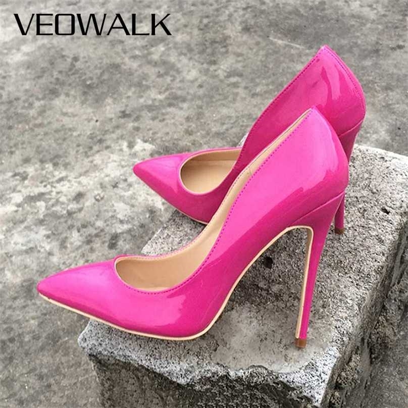 

Veowalk Candy Color Women's Pointed Toe High Heels Cute Stilettos Pumps Elegant Ladies Party Sweet Shoes Customized Accept 211029, Rose 10cm heel