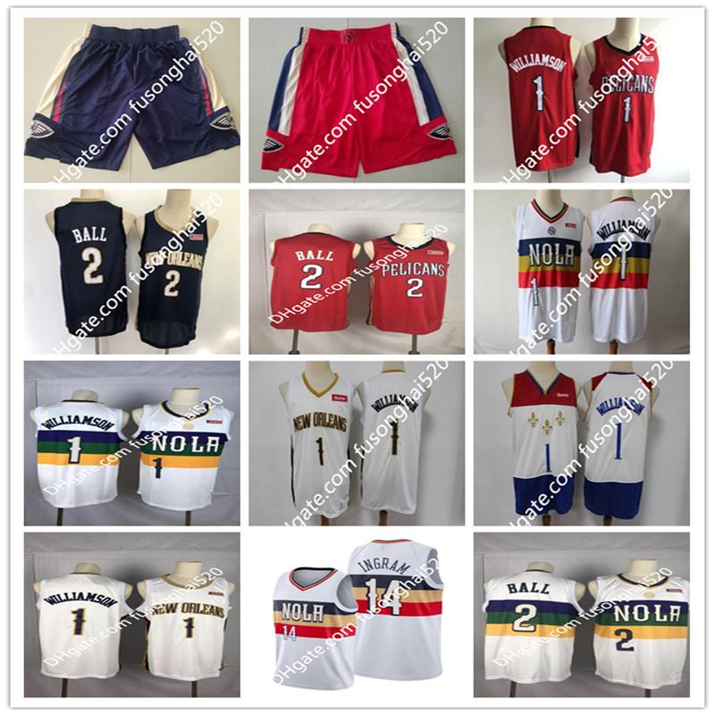 

Mens New Brandon 14 Ingram jersey New Orleans Pelicans Zion 1 Williamson Lonzo 2 Ball Shorts Basketball Jerseys Purple White, Black;red