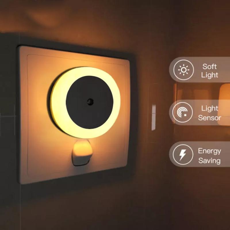 

Night Lights Led Light Bed Bedroom Mini Wall Auto On/Off Bedside Lamp Nightlight Smart Lighting Energy Saving Plug