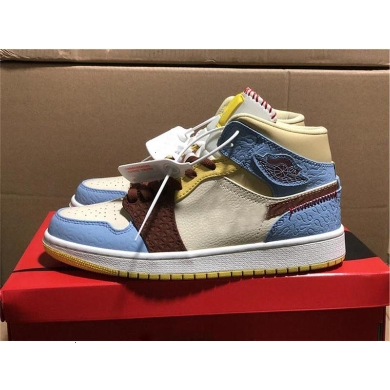 

Fearless Shoes Authentic 1 Mid Se Maison Chateau Rouge Retro Pale Vanilla Cream Blue