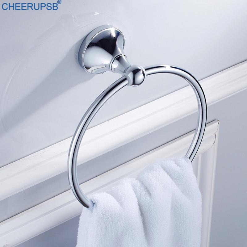 

Bathroom Bronze Towel Ring Chrome Silver Vintage Gold Holder Brushed Black Hand Hanger Wall Mounted Round Bath Support K08 Rings