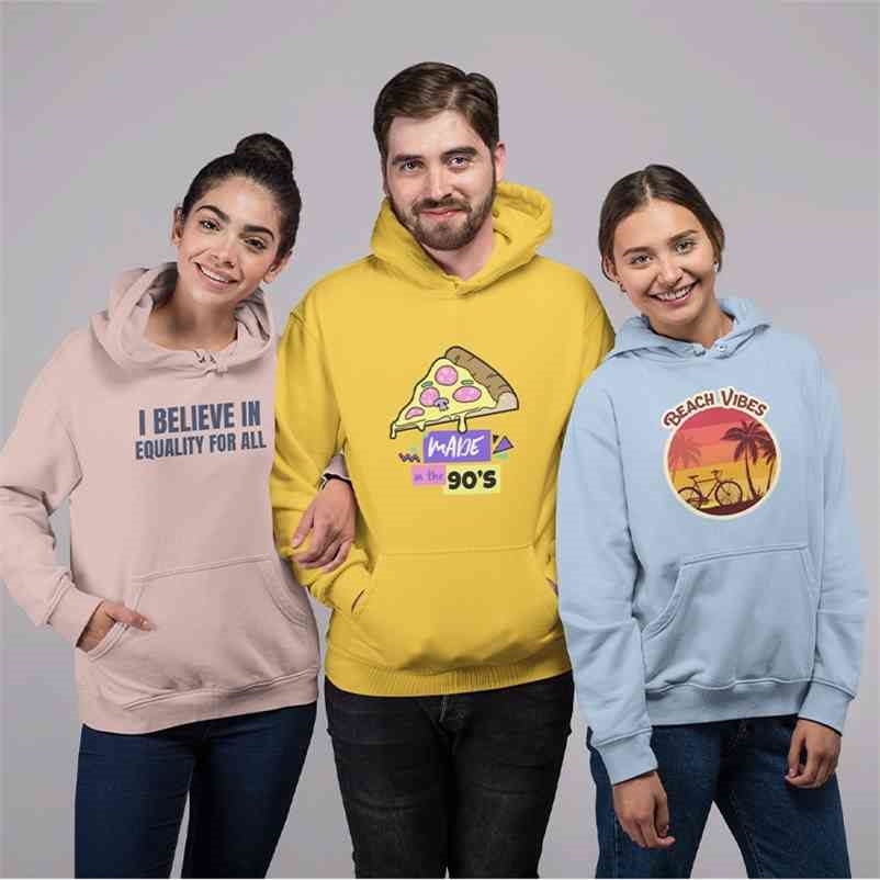 

DIY Cartoon Print Women's Hoodies Long Sleeve Plus Size Pullover Sweatshirts Autumn Couple Sweatshirt Customize Clothes 210524, Beige