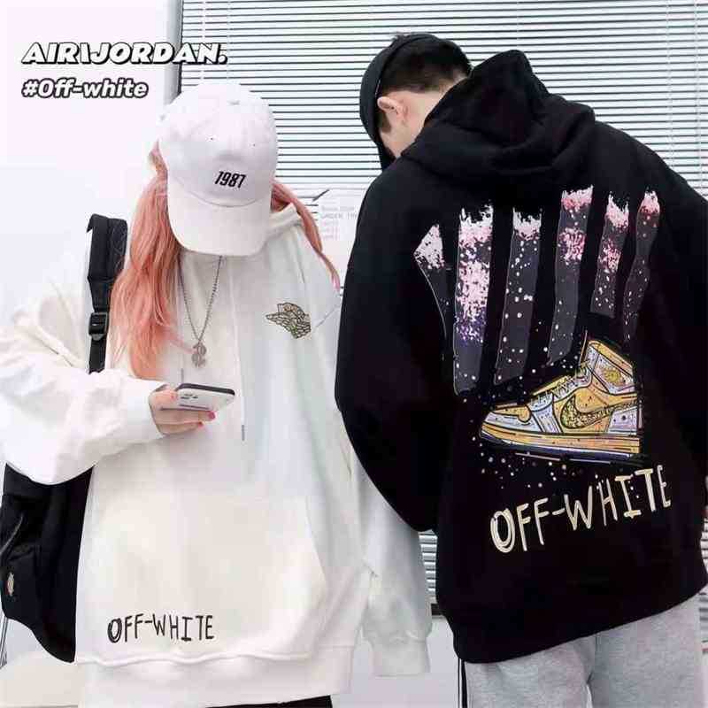 

hoodiesSpring autumn new fashion br A.J joint off stripe printed Hoodie loose male and female couple student top, White