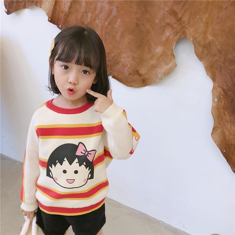 

Boys Girls Sweater Stripe Cartoon Cotton Velvet Winter Autumn Cardigan, Blue