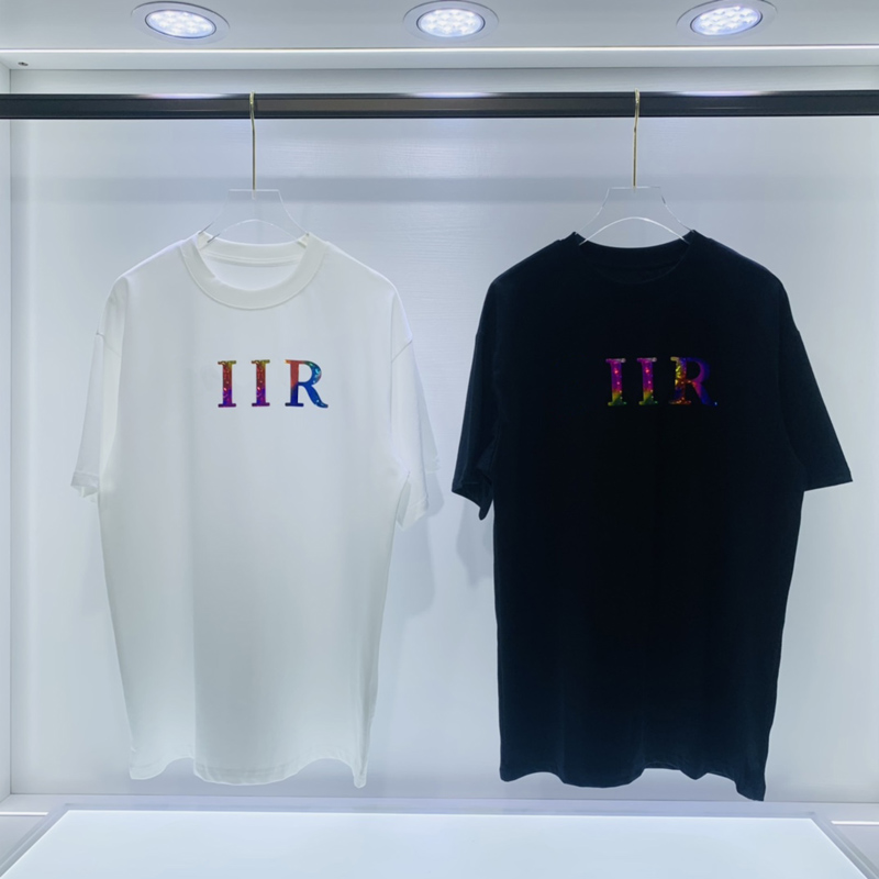 

21ss Spring summer Europe USA Tee Cool reflective laser t shirt Men Women High Street Casual Tshirt, White;black