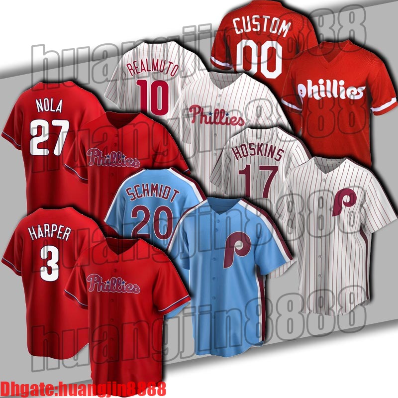 

3 Bryce Phillies Harper Jersey Philadelphia 10 J.T. Realmuto 17 Rhys Hoskins Jerseys 27 Aaron Nola 14 Pete Rose 20 Mike Schmidt Jersey, Man custom size m-xxxl