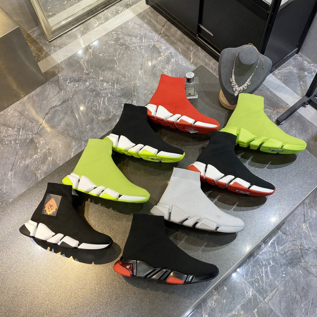 

[With box]2021 designer sock sports shoes mens speed 2.0 trainers luxury women men runners trainer sneakers socks boots platform size 36-45