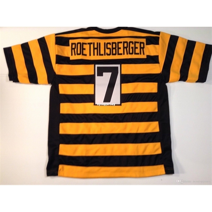 

Retro custom Sewn Cheap Stitched #7 Ben Roethlisberger Bumblebee MITCHELL & NESS Jersey High-end Men's Football Jerseys College NCAA, Yellow