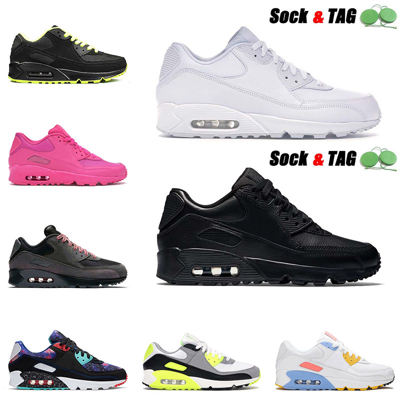

2021 Fashion Classic OG90 Running Shoes Men Women Triple White ALL Black Volt SIZE US 12 NIK Airmax Max Air 90s Trainers Sneakers, B55 36-46 home & away