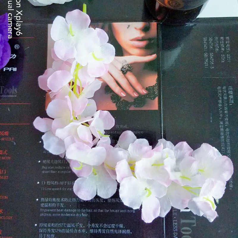 

24 Colors Elegant Artificial Flower Wisteria Flower Vine 34CM Home Garden Wall Hanging DIY Rattan For Hotel Party Wedding Decoration 494 S2