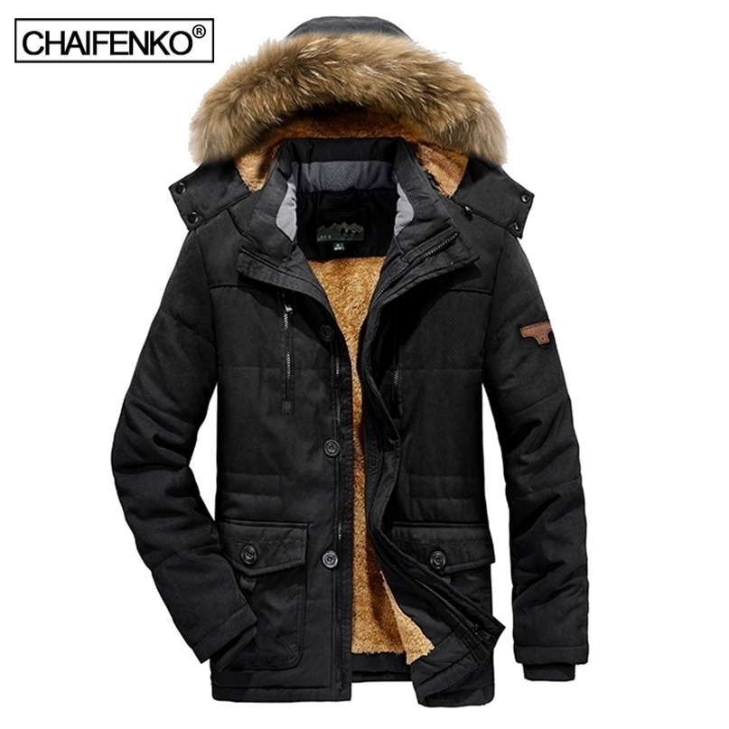 

Men Winter Waterproof Warm Thick Fleece Parka Jacket Coat Men Autumn Outwear Fashion Fur Collar Hooded Casual Parka Men 211204, Army green