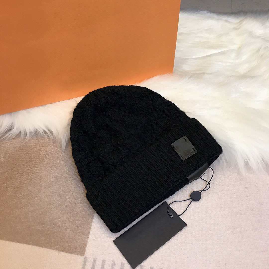 

Cashmere Designer Beanie Luxury Fashion Baseball Cap High Quality Casual Bucket Hat Mens Womens Solid Classic Silk Caps Hats Chapeau Box, Black