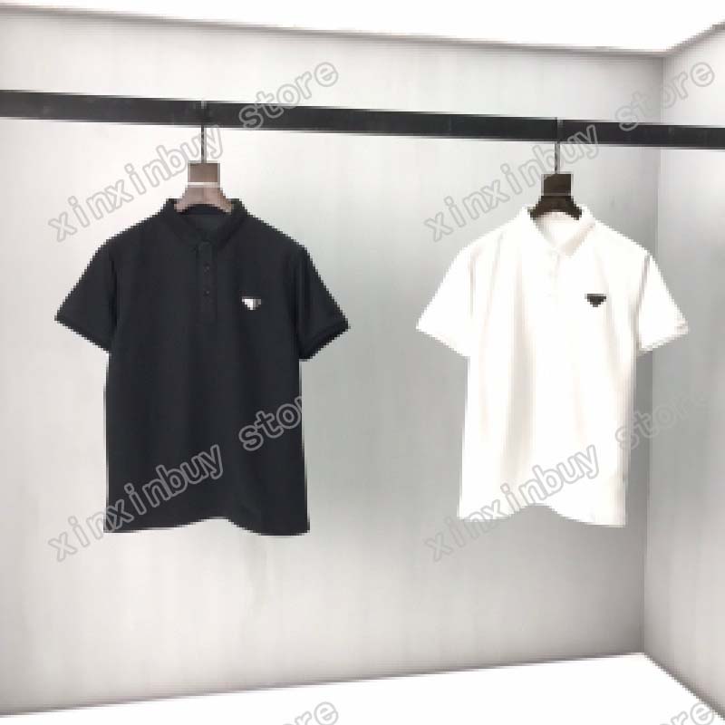 

21ss men printed t shirts polos designer Chest triangle embroidery letter paris clothes short sleeve mens shirt tag red white black