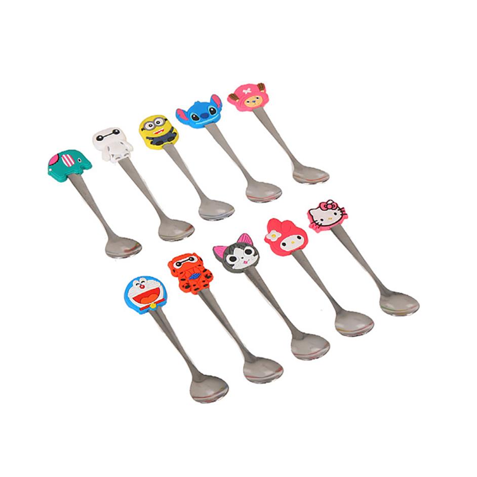 

Cute Innovative Cartoon Stainless Steel Cutlery Small Spoon PVC Soup Tea Coffee Stir Spoon Flatware Kitchen Tools 13g 13*3cma08