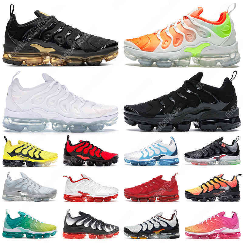 

Breathable men women tn plus running shoes Triple Black white Psychic Pink Pure Platinum Summer Gradient Sunset yellow mens trainers outdoor sports