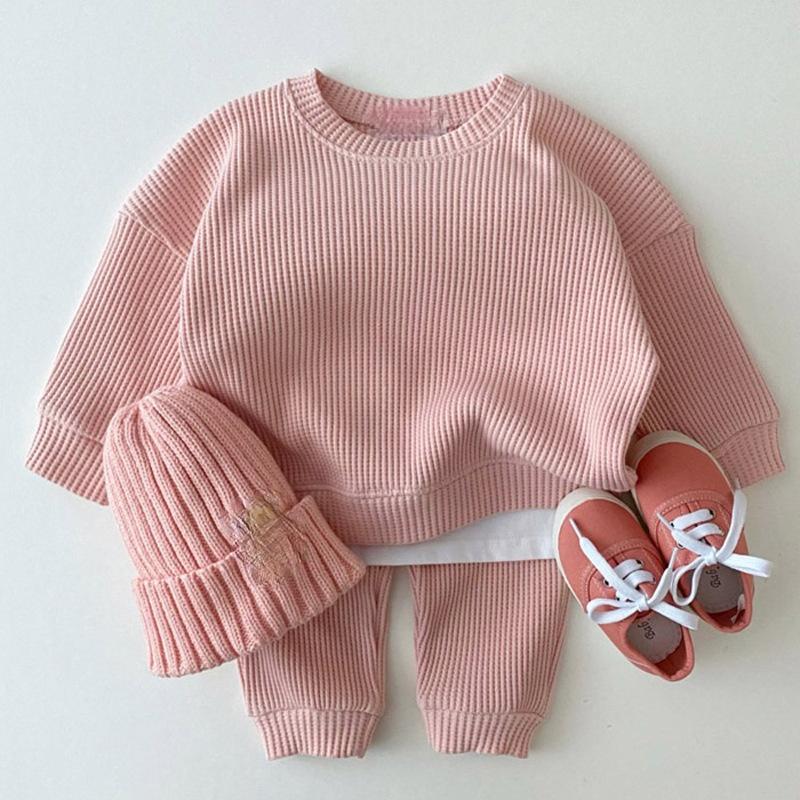 

Clothing Sets HoneyCherry Toddler Comfortable Casual Knit Set Loose Sports Two-piece Girl Clothes Girls, White