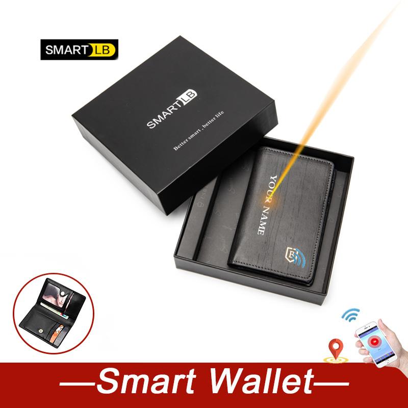 

Smart Wallet GPS Record Thin Mini Wallets Men Women Genuine Leather Small Purse Holder With Gift Box Free Engraving, Red;black