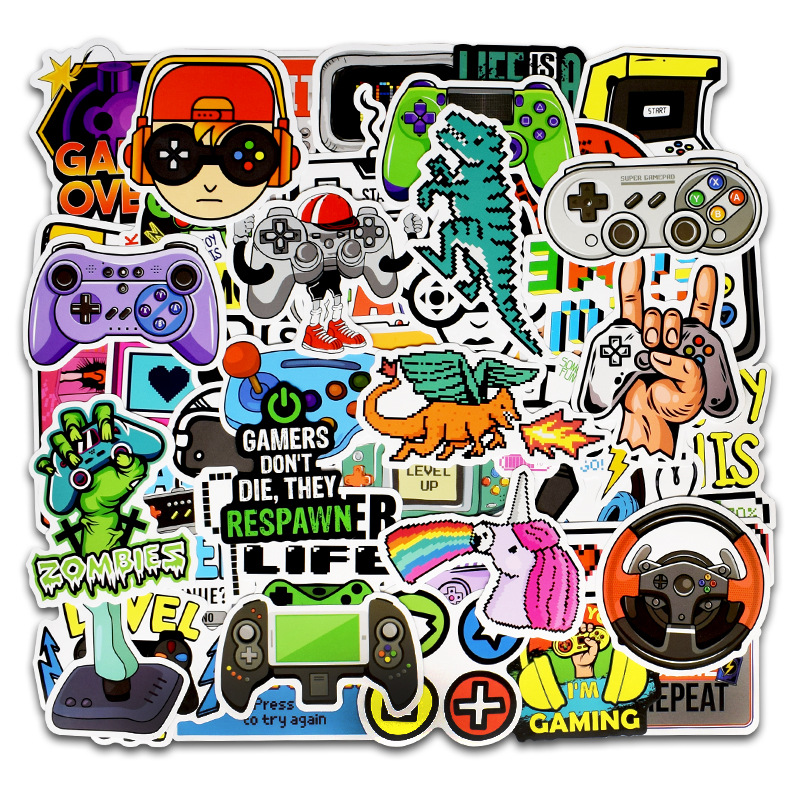 

50 pcs Vintage Video Game Stickers for Laptop Skateboard Motor Bike Car Fridge Guitar Waterproof Sticker Pack Classic Toys