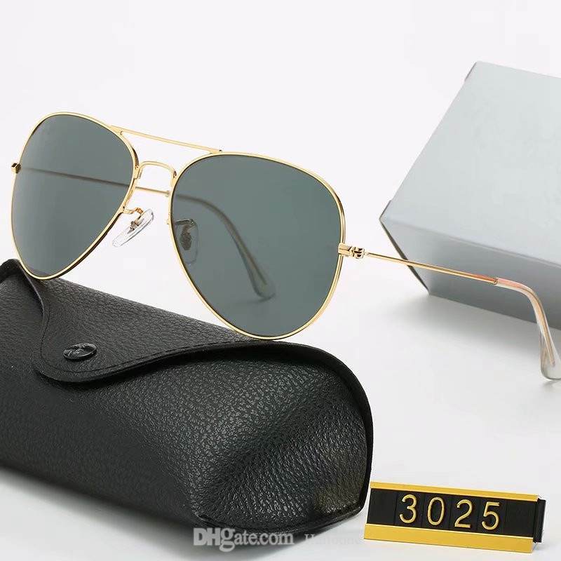 

2021 Brand Designer Sunglasses Vintage Pilot Brand Sun Glasses Band UV400 Men Women Ben Metal Frame Luxury glass Lens with box, White;black