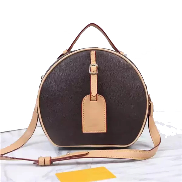 

Designers Round Bag For Women travel Luxury Handbags Lady Purse Shoulder Bag and Crossbody Bags, White-brown flower