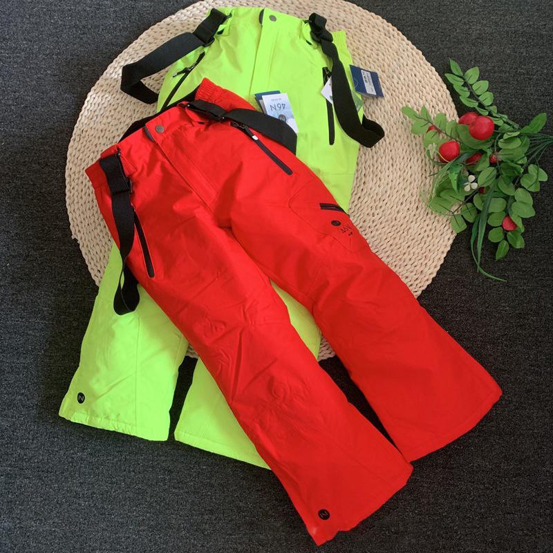 

Skiing Pants Winter Children's Ski Girls Outdoor Veneer Straps Plus Velvet Warm Boy Waterproof Kids Suit, Green