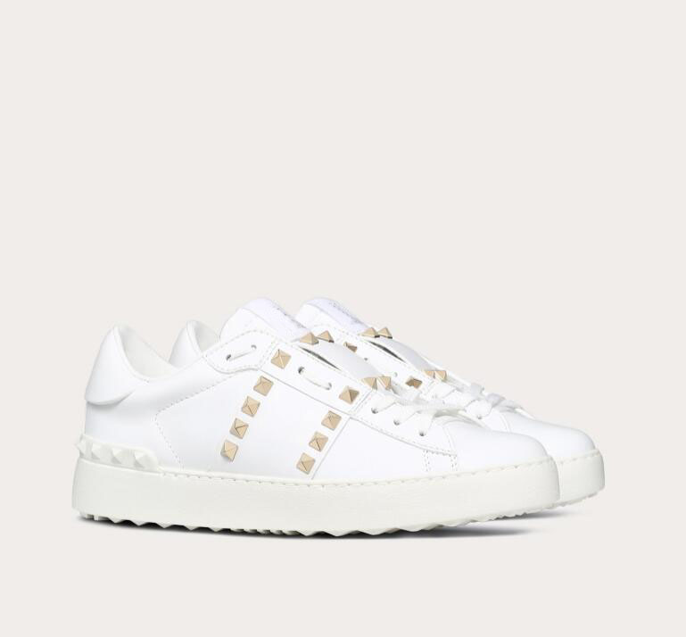 

Top Designer Stud Open Sneaker Shoes Men Women Rubber Sole Calfskin Leather Casual Walking Outdoor Sports Plafrom Trainer [Original Box]