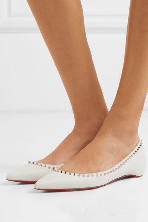 

Luxury Women Pointed Toe Ballerinas Shoes Red Bottom Flat Slip-On Ballet Black Leather Sexy Ladies Walking Sapato Feminino With Box,EU35-43