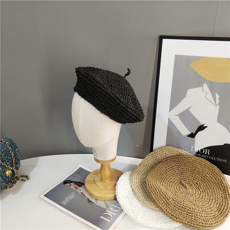 

Berets 202109-2509228 Ins Handmade Paper Solid Lady Beret Hat Women Leisure Painter, White