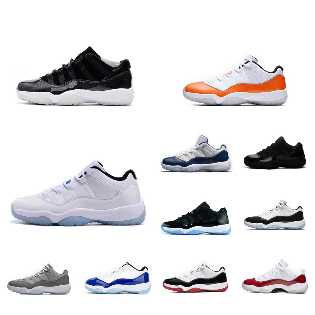 

Retro mens jumpman 11 xi low basketball shoes womens 11s lows sneakers prom night black red legend blue space jam lebron 19 tennis with box