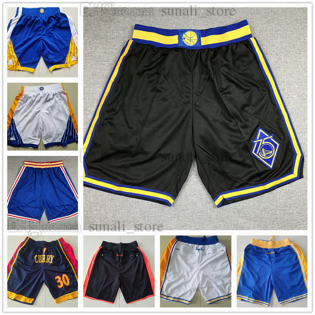 

2021-2022 City Black 75th Blue Stephen Curry Basketball Shorts Klay Thompson 1995-96 Just Don Wear Sports Pant Pocket Zipper Men Team Short Navy Poole Pants