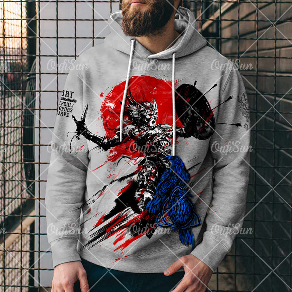 

spring and autumn popular men's street fashion viking myth digital print pullover 3d sweatergpgn, Black