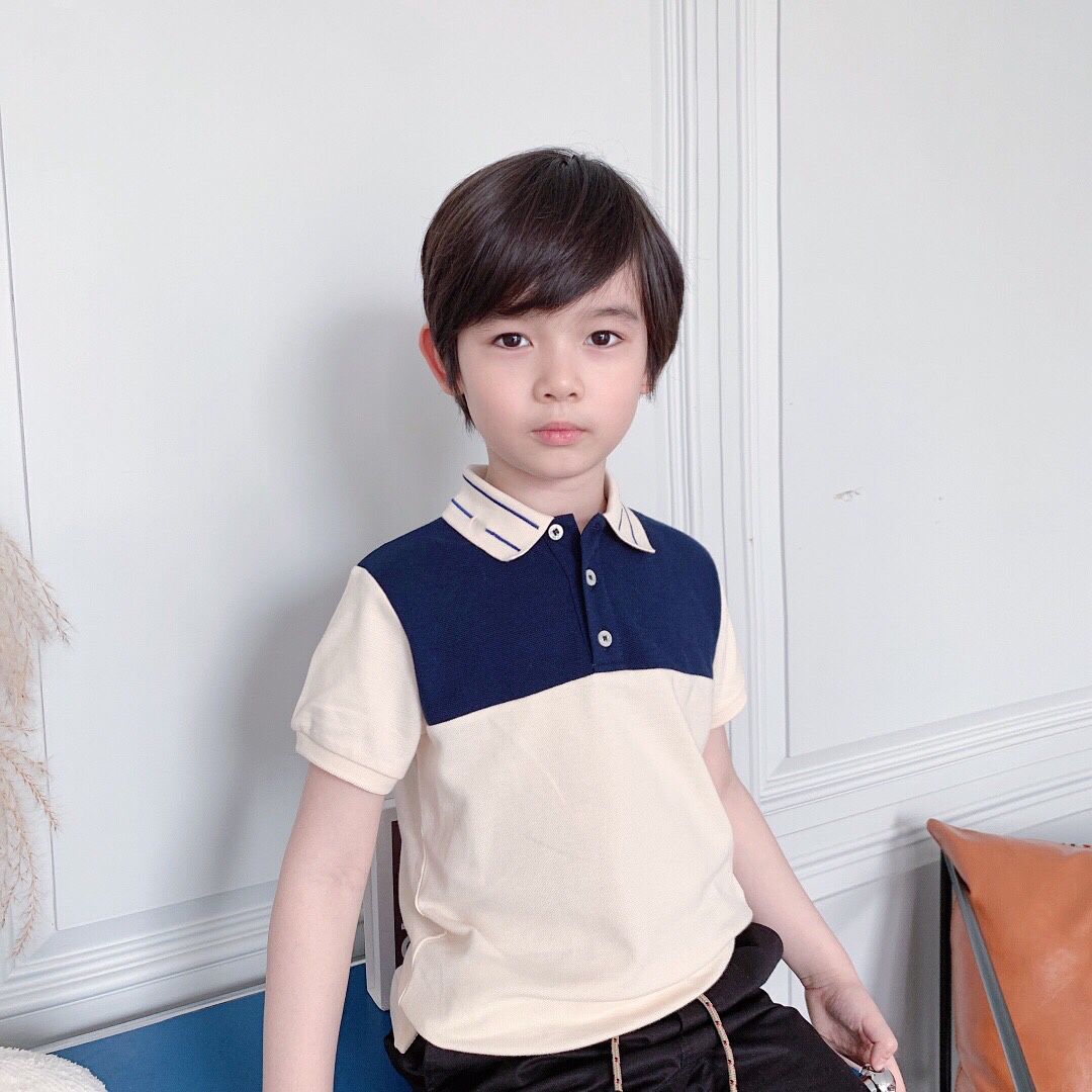 

2021 Summer Boys Short Sleeve Polo Shirt 2-11y Children Lapel Solid Color Clothes Kids Cotton School Uniform t Shirts Out, Blue