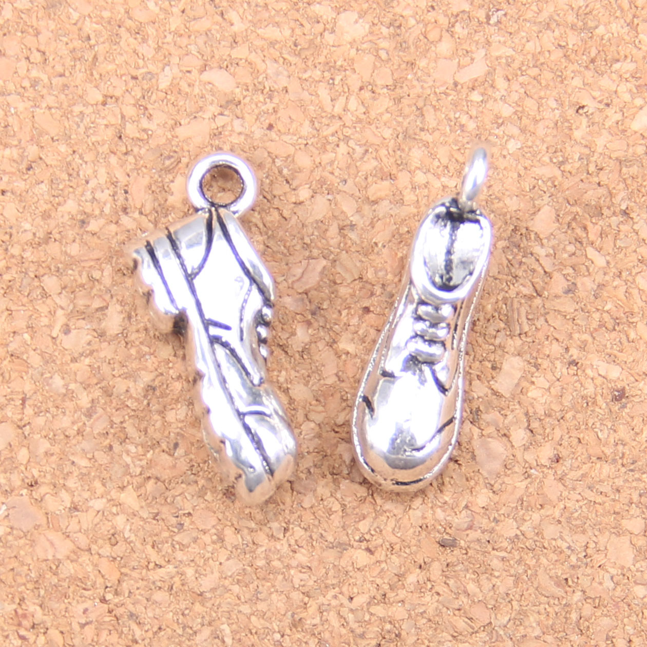 

34pcs Antique Silver Bronze Plated football soccer shoes Charms Pendant DIY Necklace Bracelet Bangle Findings 20*10*7mm, Bronze;silver