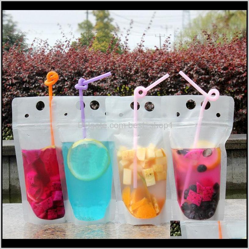 

Clear Drink Pouches Bags With Straws Stand Up Plastic Drink Pouches Smoothie Bags Reusable Drinking Bags 750Ml Be3Rx 2Yjis