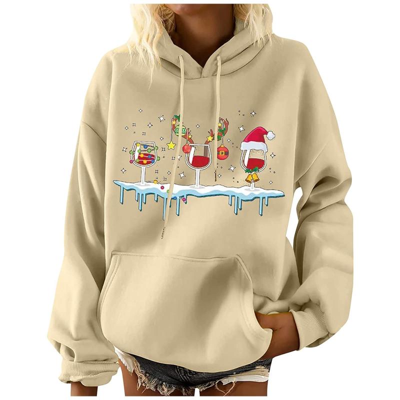 

Women's Hoodies & Sweatshirts Blouses Casual Female Streetwear Christmas Hoodie Print Long Sleeve Hooded Sweatshirt Top Pullover Woman Cloth
