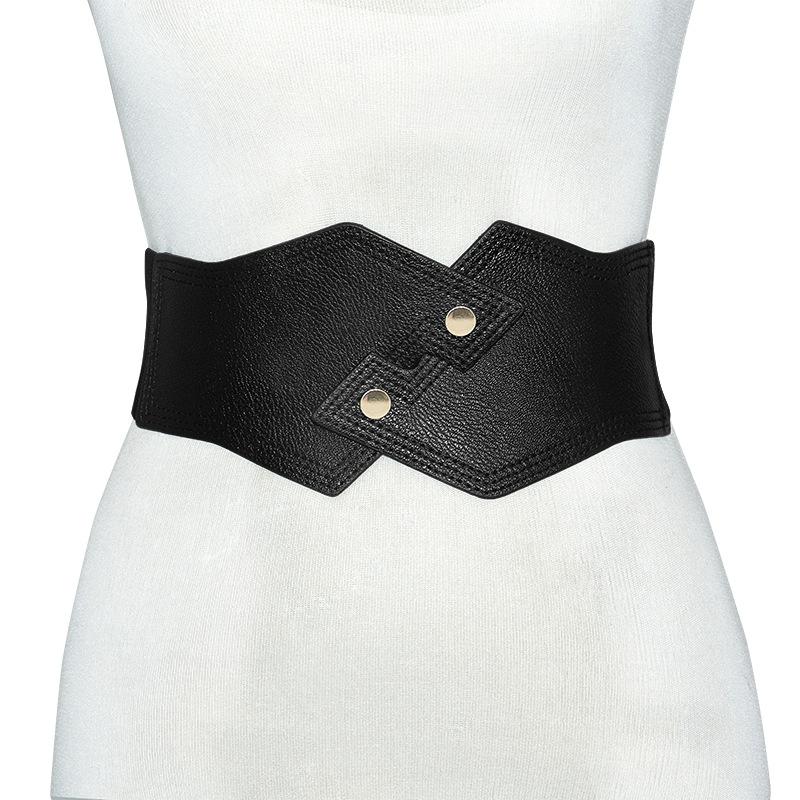 

Belts Female Waist Belt Lady Bow Waistband Fashion Elastic Slim Corset Band Solid Black White Wide Faux Leather Cummerbunds, Black;brown