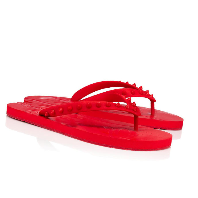 

Fashion Men's Flat shoes slipper red-soles rubber designs,Summer Men Beach Slides Flip Flop leather spikes red bottom slip studs shoe with boxes dust bag wholesale