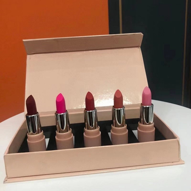 

Brand Set Matte Lipstick Kollection 5 color lip kit 5pcs/set with Pink Gift Box, Mixed color