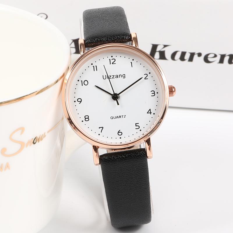

Brand Women Watches Leather Simple Luxury Dress Watch Ladies Quartz Rose Gold Wrist Montre Femme Wristwatches, Brown-gold