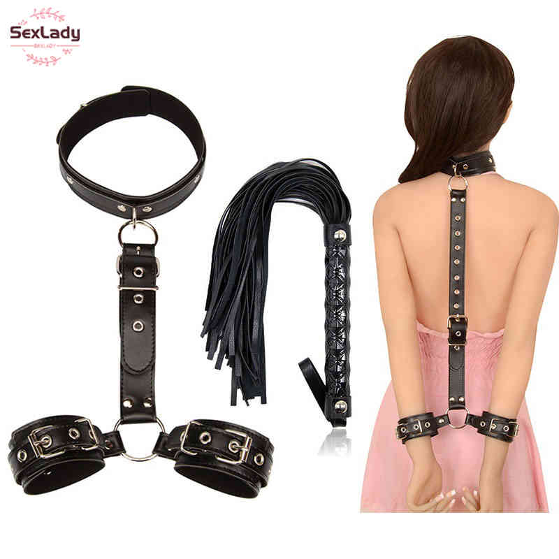 

Erotic Sex Toys Neck collar Handcuff Whip For Couples Woman and Adult sexy Game BDSM Bondage Restraint Rope Exotic Accessories