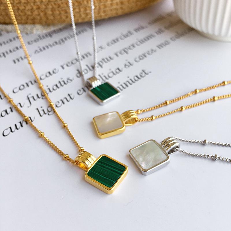 Pendentif Colliers 2021 Collier de pierre malachite Vintage pour femmes de haute qualité