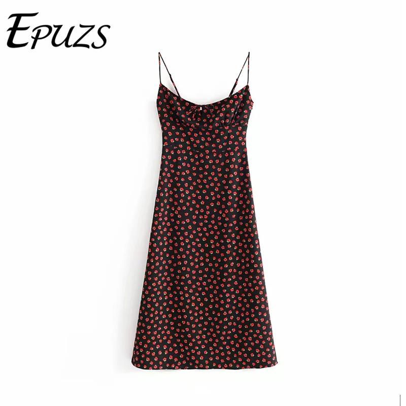 

2021summer spaghetti straps dress vintage boho black floral long dress women casual dresses elegant robe femme korean vestidos, Black;gray